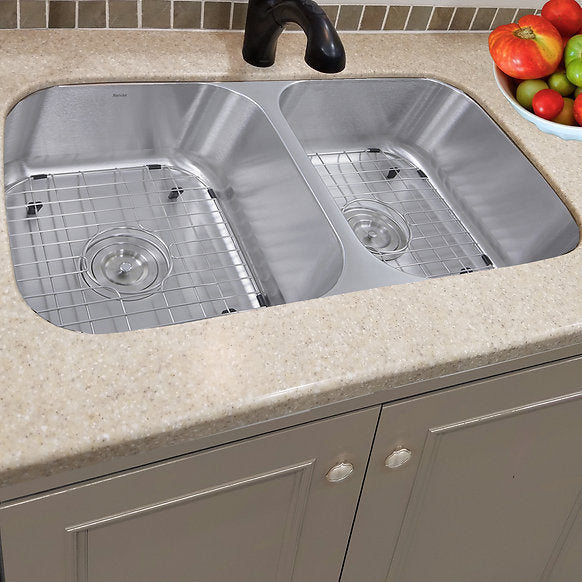 Nantucket Sinks 32-1/2" Double Bowl Equal Undermount Stainless Steel Kitchen Sink, 16 Gauge  Model# NS10i-16
