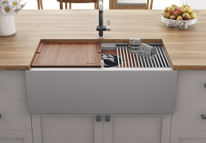 Dual Tier Model # RVH9222 Ruvati 33" Workstation Two-Tiered Ledge Kitchen Sink Apron-Front 16 Gauge