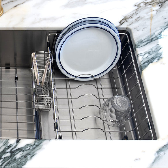 Nantucket Sinks - 39" Undermount Stainless Steel Kitchen Sink with Raised Platform Shelf Model# STEPPE3918