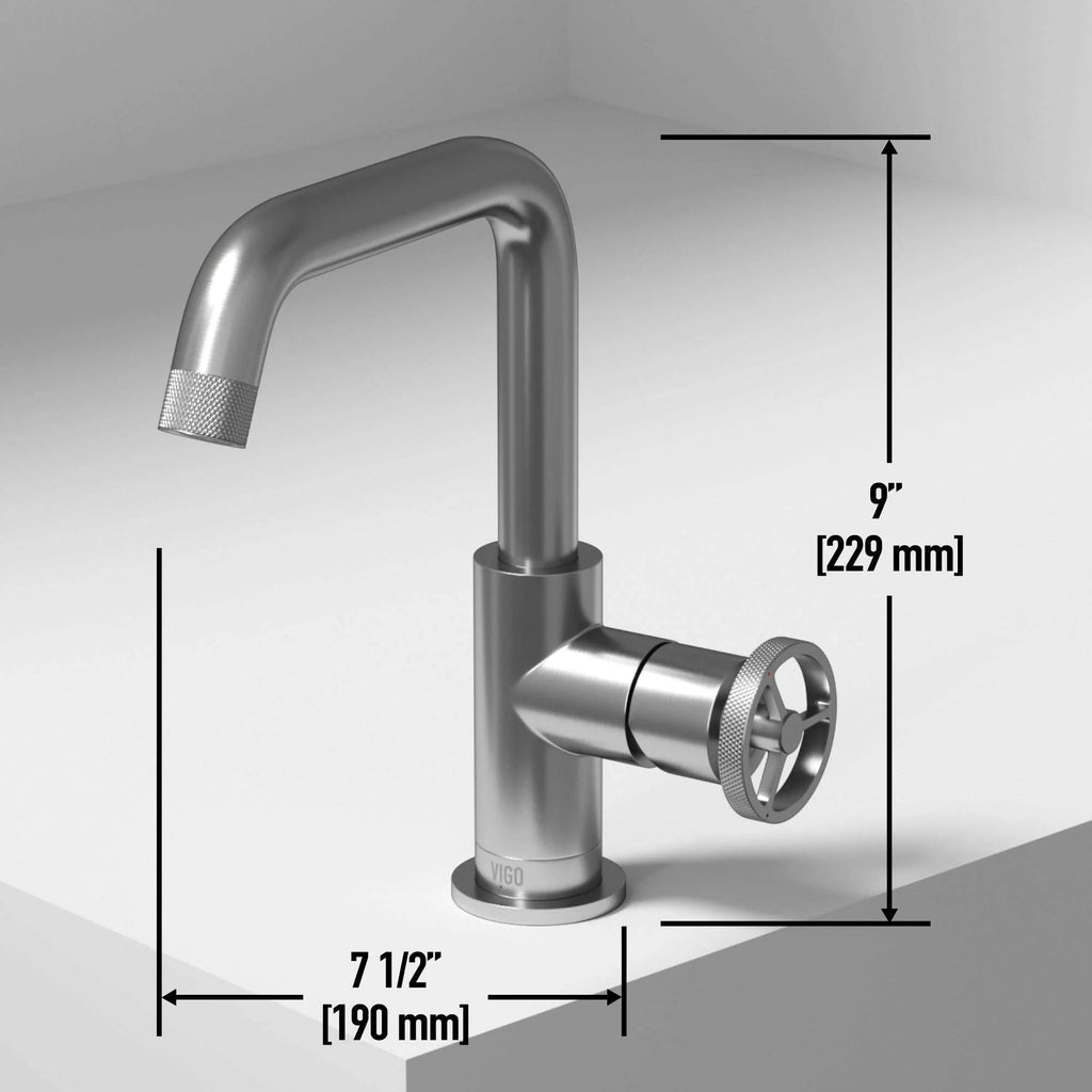 VIGO - Cass Single Hole Bathroom Faucet with Knurled Wheel Handle In Brushed Nickel Model# VG01047BN
