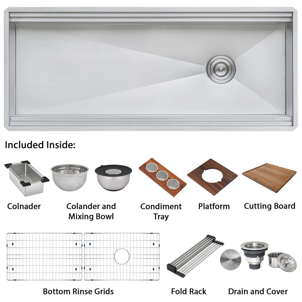 Dual Tier Ruvati 69-inch Workstation Two-Tiered Ledge Kitchen Sink Undermount 16 Gauge Stainless Steel – RVH8666