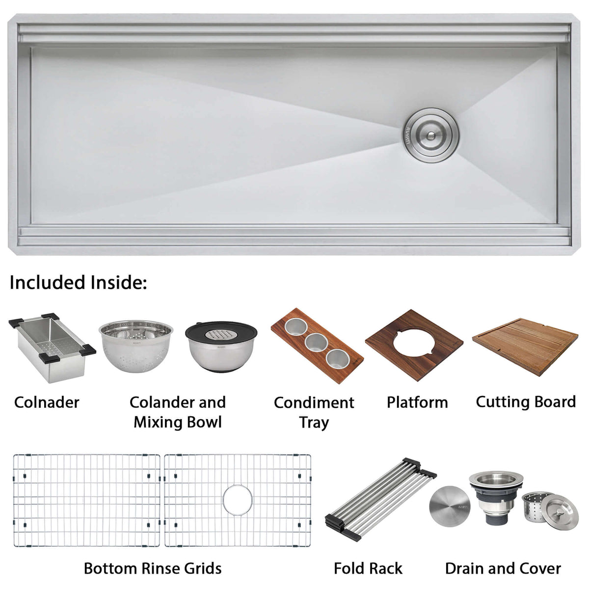 Dual Tier Ruvati 69-inch Workstation Two-Tiered Ledge Kitchen Sink Undermount 16 Gauge Stainless Steel – RVH8666