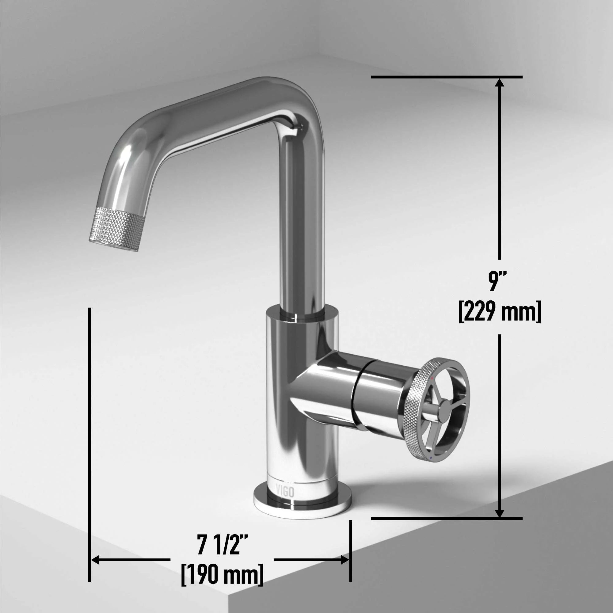 VIGO - Cass Single Hole Bathroom Faucet with Knurled Wheel Handle In Chrome Model# VG01047CH