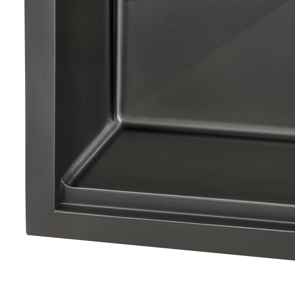 Giana Ruvati 30" Gunmetal Black Stainless Steel Workstation Undermount Kitchen Sink Single Bowl – Model# RVH6530BL