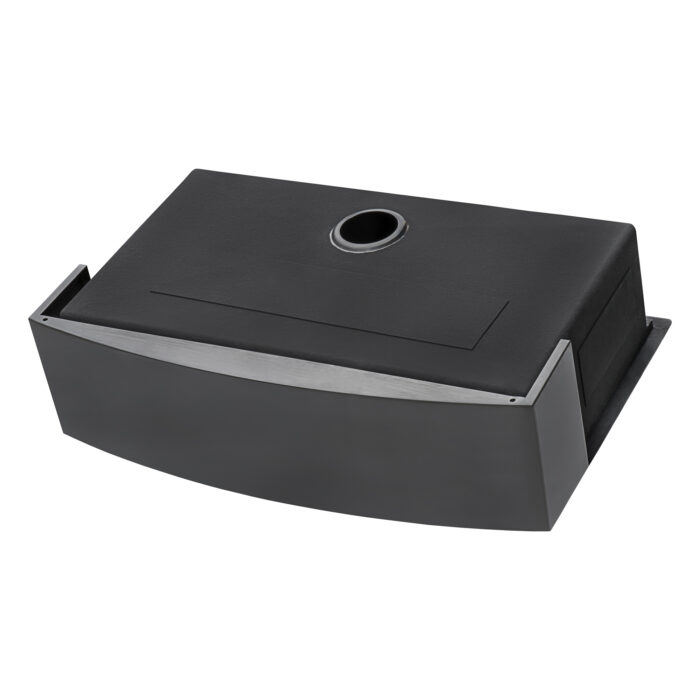 Monaco Ruvati 33" Gunmetal Black Workstation Apron-Front Stainless Steel Kitchen Sink – Model # RVH9207BL