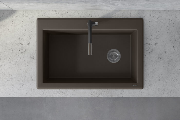 epiGranite Model: RVG1033ES Ruvati 33 x 22 inch epiGranite Drop-in Topmount Granite Composite Quartz Single Bowl Kitchen Sink – Espresso Brown – RVG1033ES