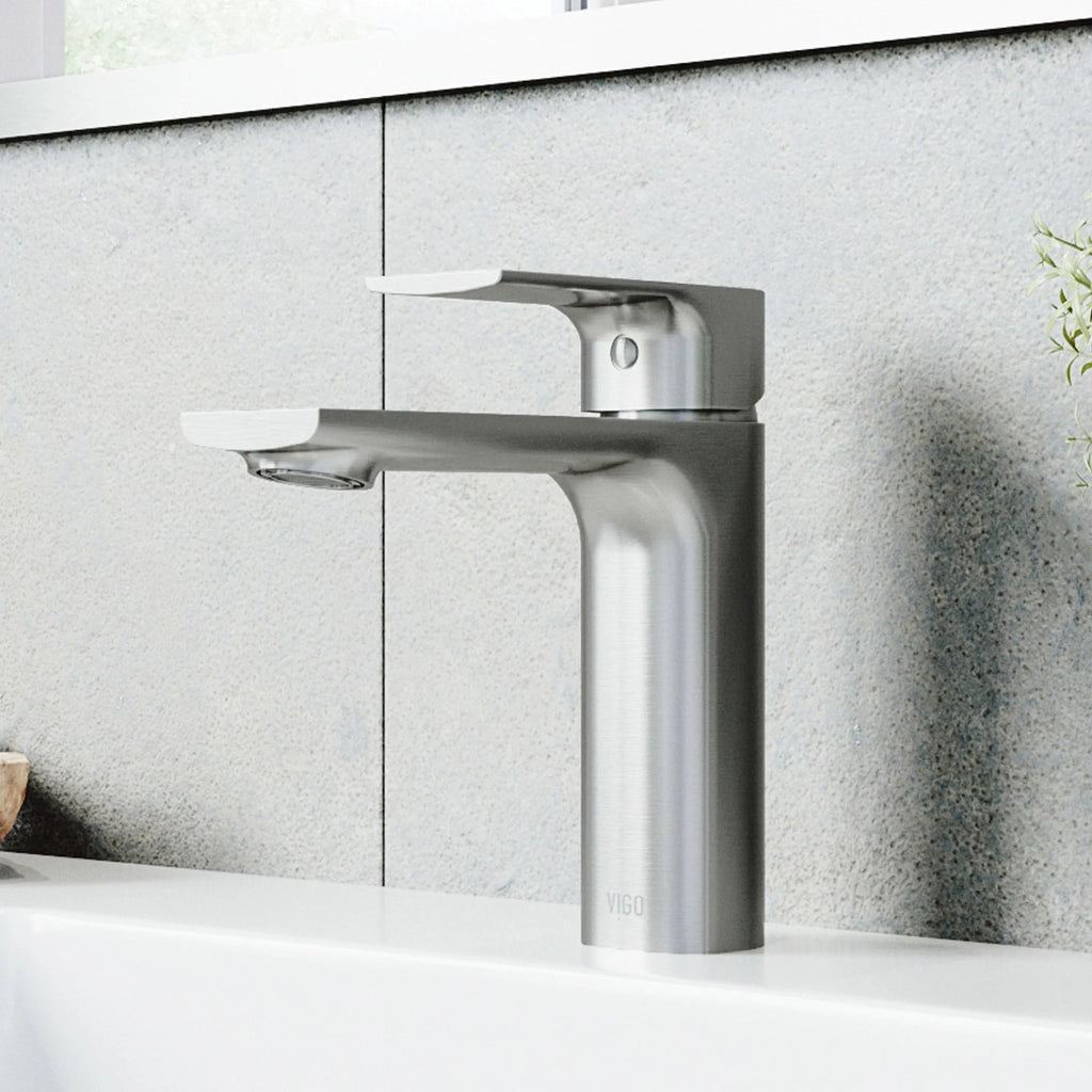 VIGO - Davidson Single Hole Single Lever Bathroom Faucet In Brushed Nickel Model# VG01043BN