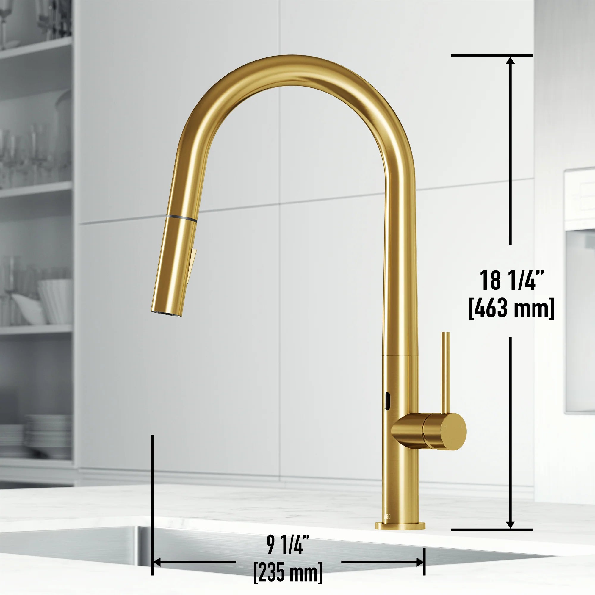 VIGO - Greenwich 18 in. Single Handle Smart Pull-Down Touchless Sensor Kitchen Faucet In Matte Brushed Gold Finish Model# VG02029MGS