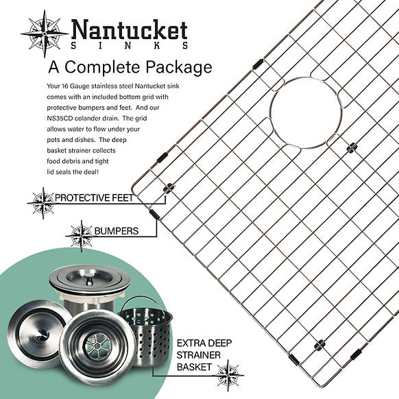 Nantucket Sinks - 36" Pro Series Oversized Rectangle Single Bowl Undermount Small Radius Stainless Steel Kitchen Sink Model# SR3618-16