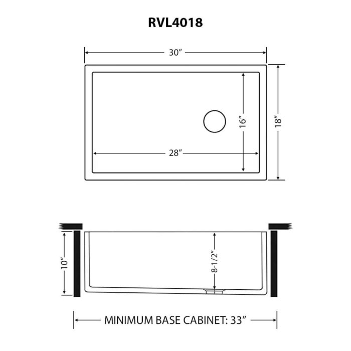 Fiamma Model: RVL4018RBW Ruvati Black and White 30-inch Fireclay Farmhouse Offset Drain Kitchen Sink Single Bowl – RVL4018RBW