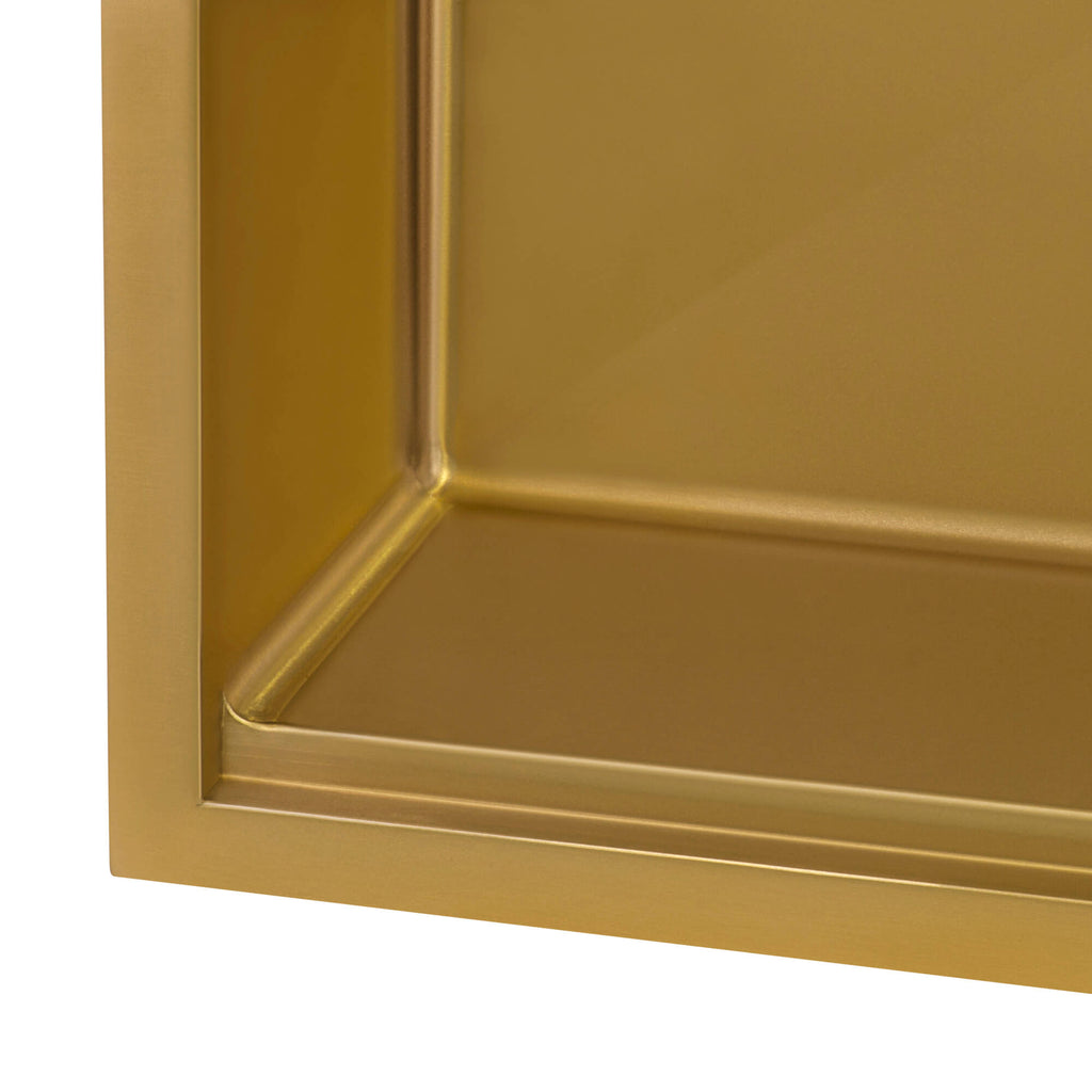 Ruvati 27 inch Matte Gold Workstation Undermount Kitchen Sink Single Bowl Model# RVH6527GG