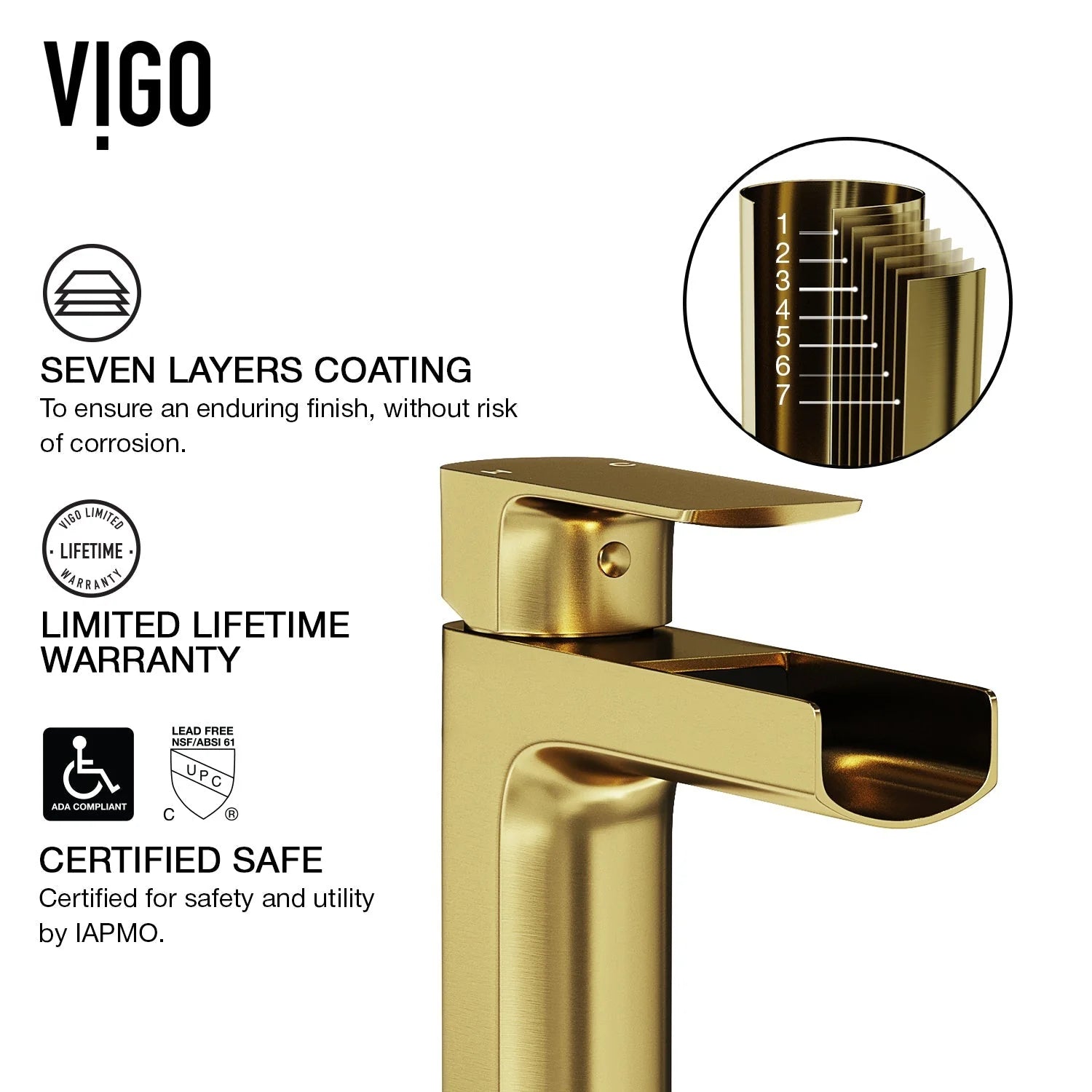 VIGO - Amada Single Hole Open Spout Bathroom Faucet In Matte Brushed Gold Finish Model# VG01042MG