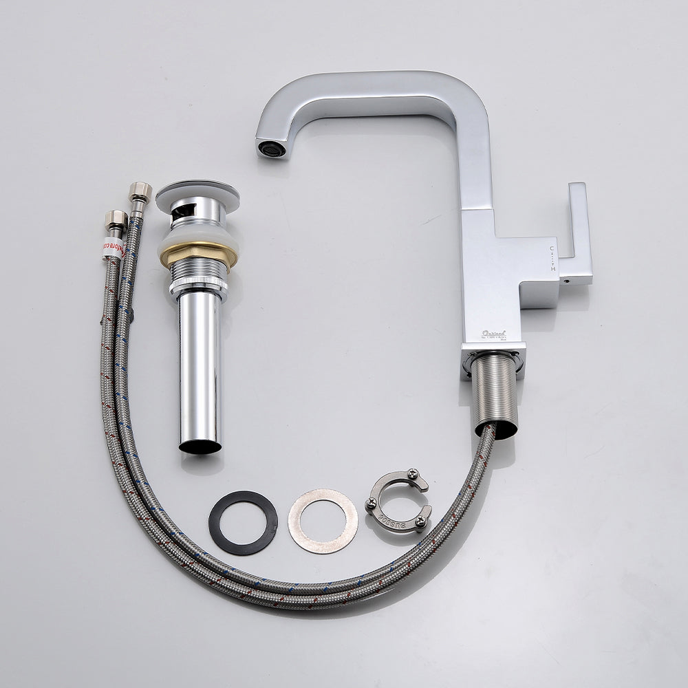 Oakland Single Handle Bathroom Sink Faucet with Pop Up Drain in Chrome Model# KSB1142C