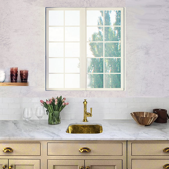 Nantucket Sink Hammered Brass Square Undermount Bar Sink Model# SQRB-7