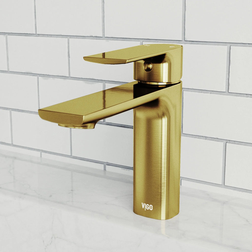 VIGO - Davidson Single Hole Single Lever Bathroom Faucet In Matte Brushed Gold Model# VG01043MG