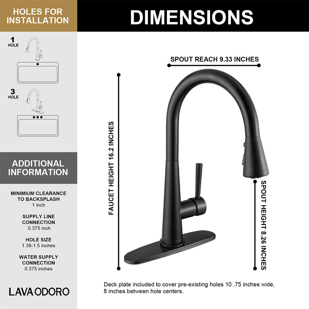 Single Handle Pull-Down 1 Hole Kitchen Faucet in Matte Black Model# KSK1123MB