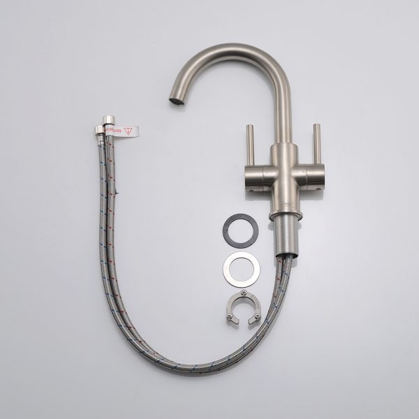 Oakland Two Handle Bathroom Sink Faucet with Pop Up Drain in Brushed Nickel – Model # KSB1217BN