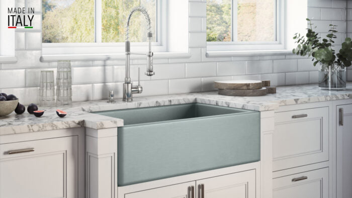 Fiamma Ruvati 33"x 20" Fireclay Reversible Farmhouse Apron-Front Kitchen Sink Single Bowl – Horizon Gray – Model# RVL2300GR