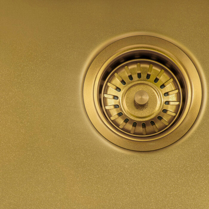 Terraza Ruvati 33" Undermount Satin Matte Gold Stainless Steel Kitchen Sink 16 Gauge Single Bowl – Model# RVH6433GG