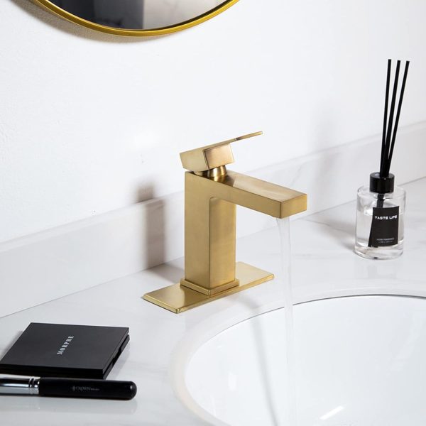 Oakland Single Handle 1 Hole Bathroom Sink Faucet with Pop Up Drain in Satin Gold Model# KSB1112SG