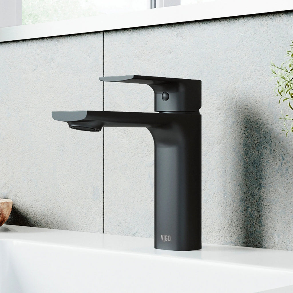 VIGO - Davidson Single Hole Single Lever Bathroom Faucet In Matte Black Model# VG01043MB