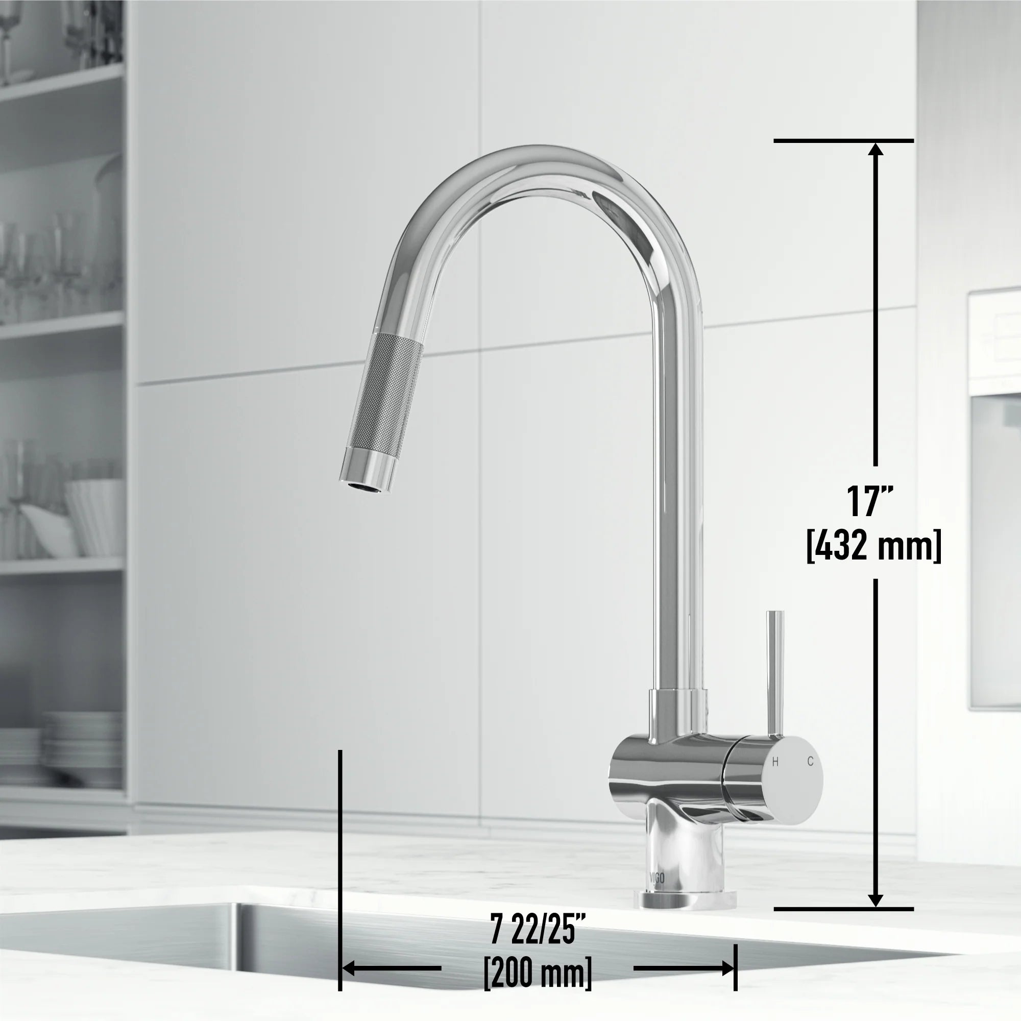 VIGO - Gramercy 17" Single Handle Smart Pull-Down Kitchen Touchless Faucet In Chrome Model# VG02008CHS