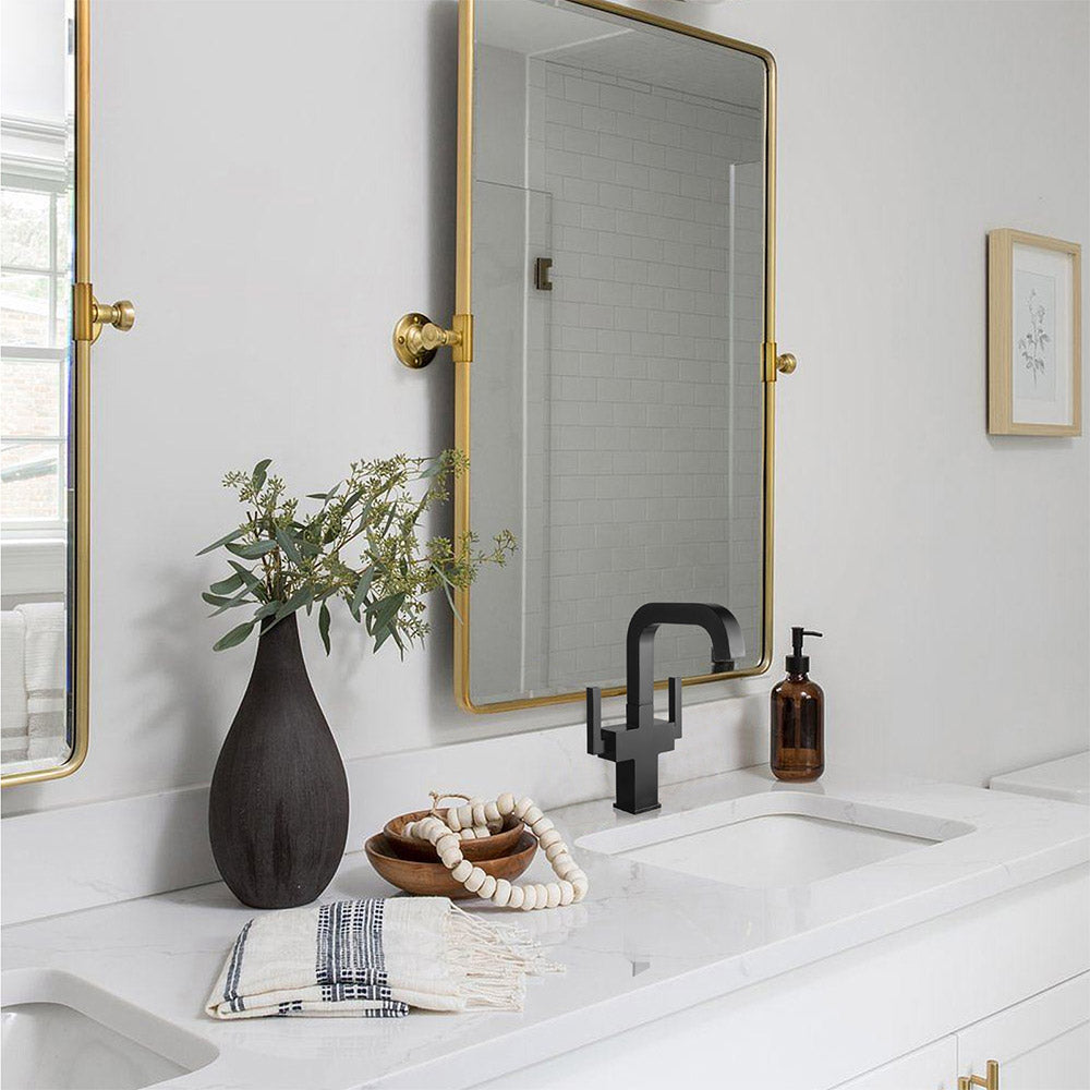 Oakland Two Handle Bathroom Sink Faucet in Matte Black with Pop Up Drain – Model# KSB1216MB