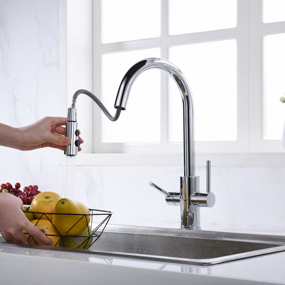 Oakland Two Handle Pull-Down Kitchen Faucet in Chrome Finish Model# KSK1218-C