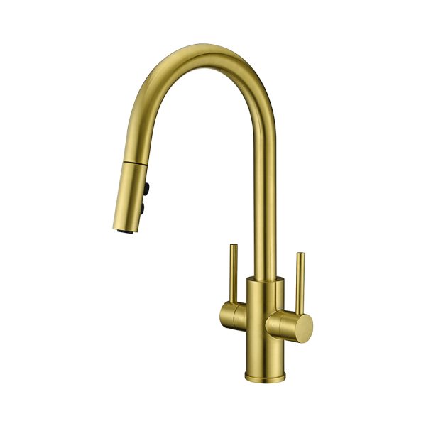 Oakland Two Handle Pull-Down Kitchen Faucet in Satin Gold Finish Model# KSK1218-SG