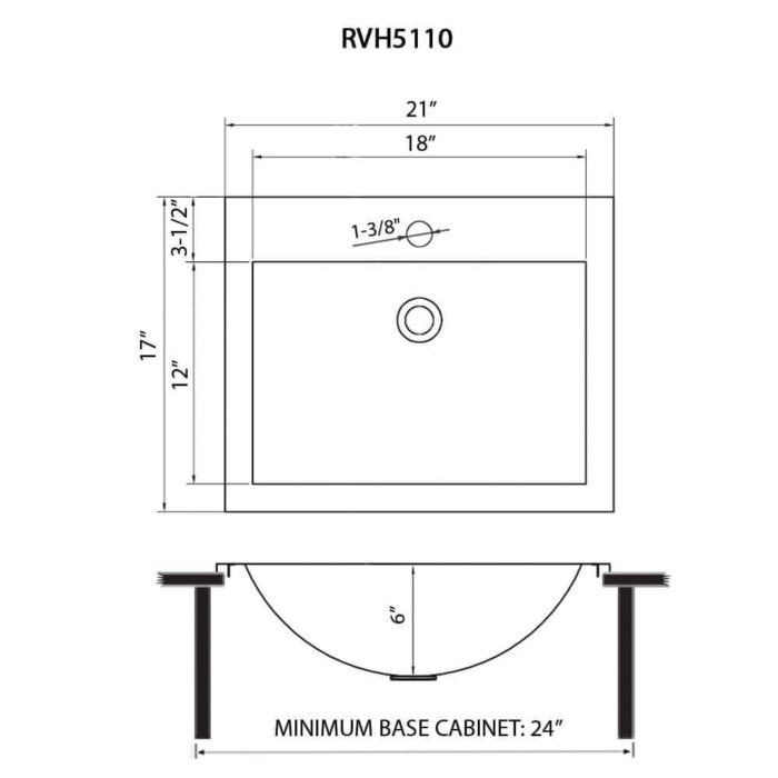 Ariaso  Ruvati 21" x 17" Brushed Gold Drop-in Top Mount Bathroom Sink Stainless Steel – Model# RVH5110GG