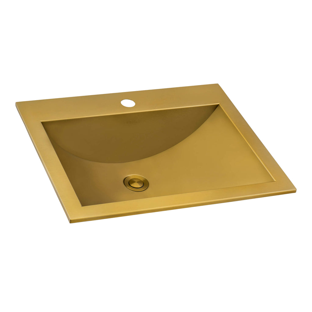 Ariaso  Ruvati 21" x 17" Brushed Gold Drop-in Top Mount Bathroom Sink Stainless Steel – Model# RVH5110GG