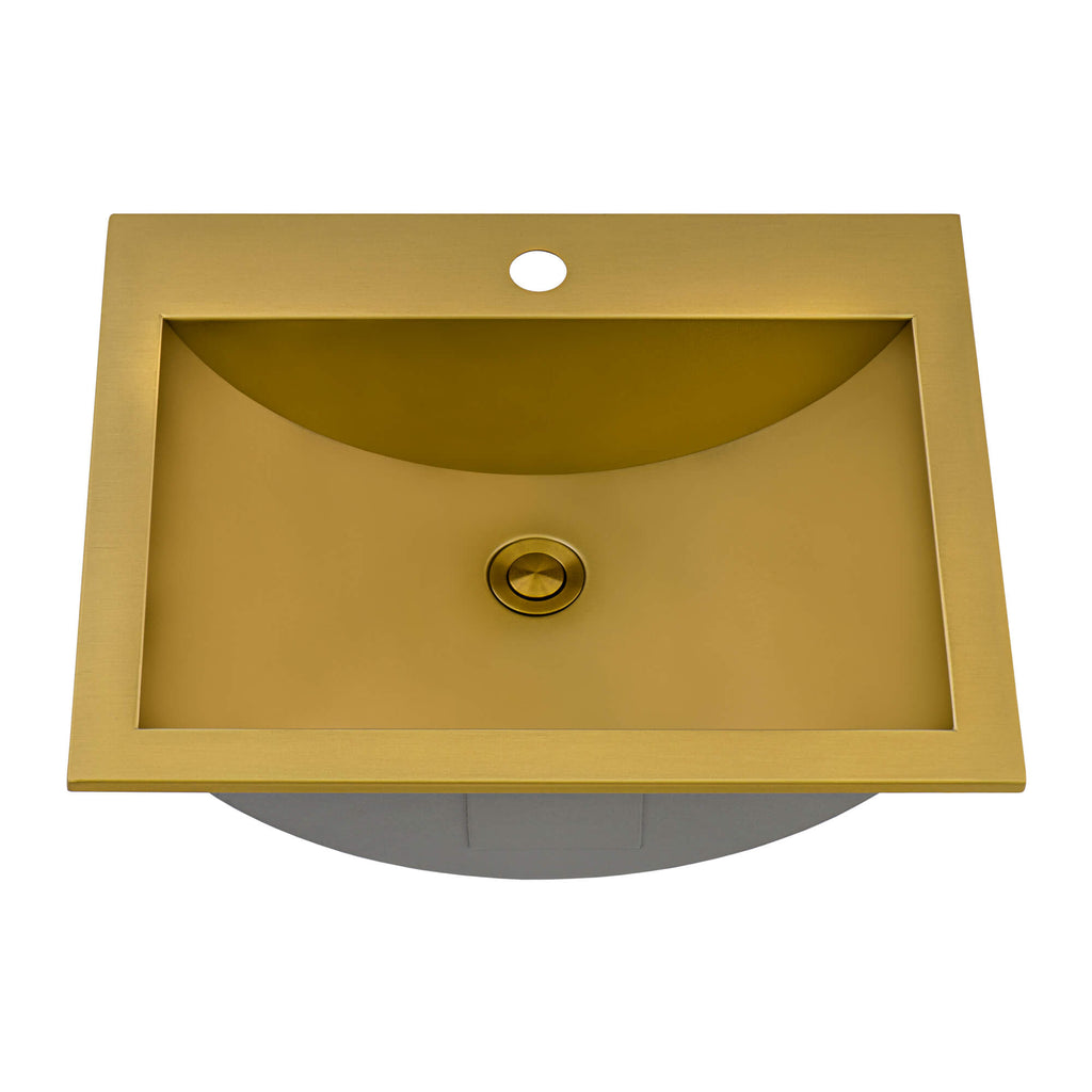 Ariaso  Ruvati 21" x 17" Brushed Gold Drop-in Top Mount Bathroom Sink Stainless Steel – Model# RVH5110GG
