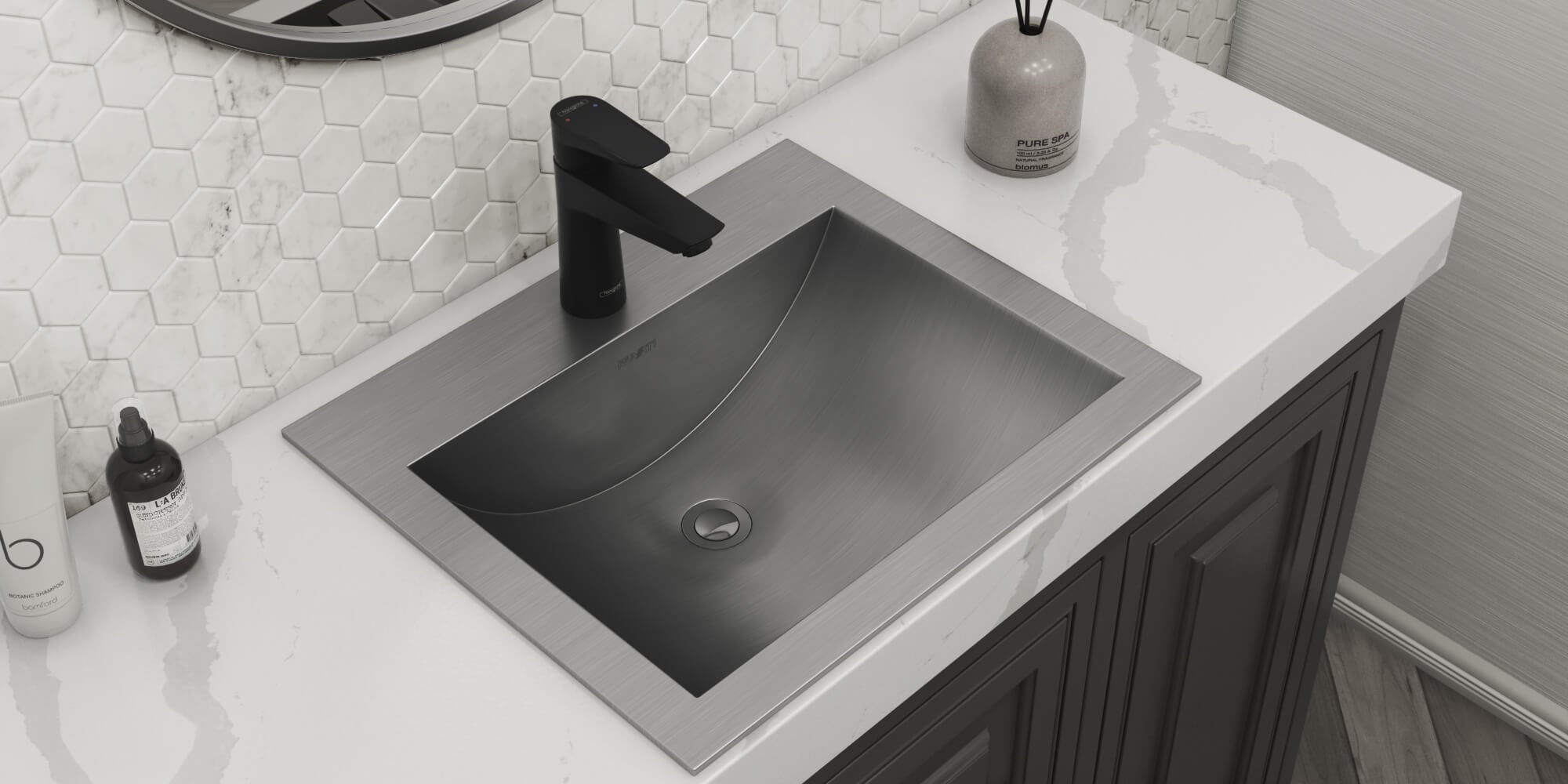Ariaso  Ruvati 21" x 17" Drop-in Top Mount Bathroom Sink Brushed Stainless Steel – Model# RVH5110ST