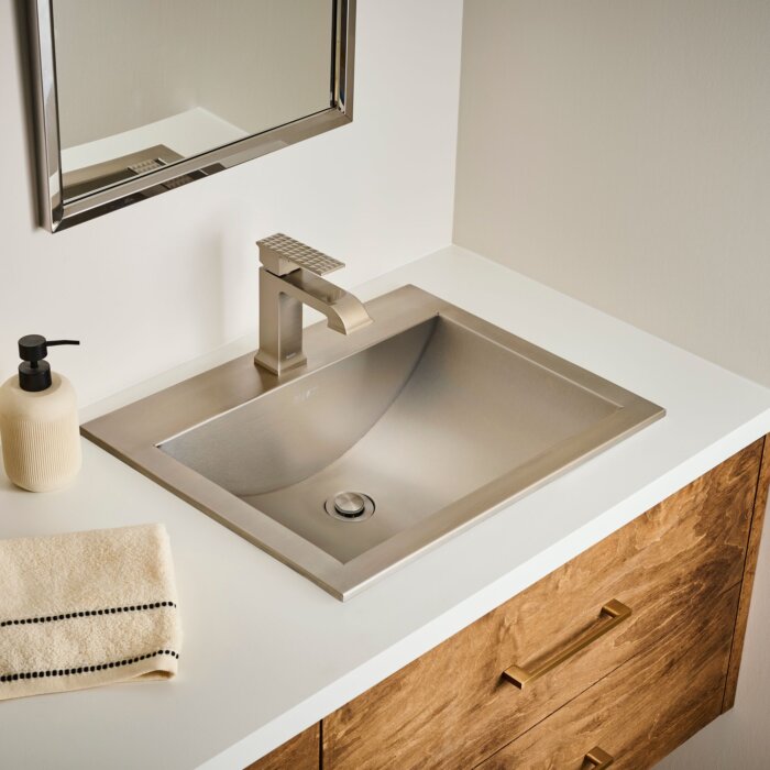 Ariaso  Ruvati 21" x 17" Drop-in Top Mount Bathroom Sink Brushed Stainless Steel – Model# RVH5110ST
