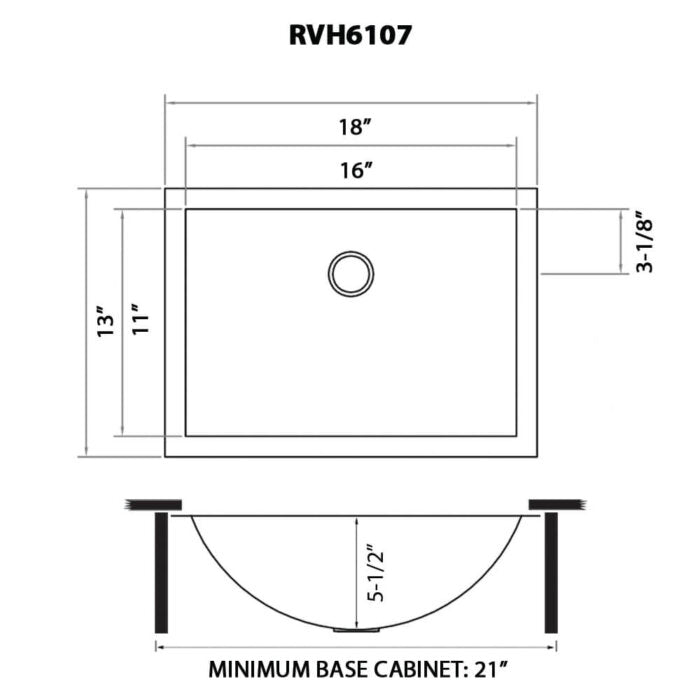 Ariaso  Ruvati 16" x 11" Gunmetal Black Undermount Bathroom Sink Stainless Steel – Model# RVH6107BL