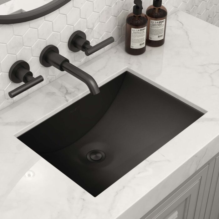 Ariaso  Ruvati 16" x 11" Gunmetal Black Undermount Bathroom Sink Stainless Steel – Model# RVH6107BL
