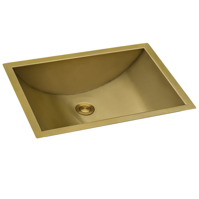Ariaso  Ruvati 16" x 11" Brushed Gold Rectangular Bathroom Sink Undermount – Model# RVH6107GG
