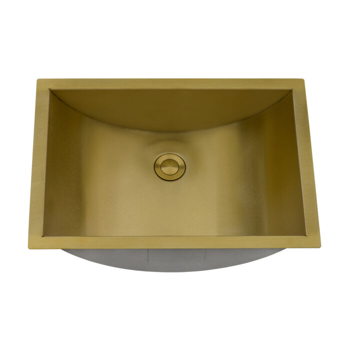 Ariaso  Ruvati 16" x 11" Brushed Gold Rectangular Bathroom Sink Undermount – Model# RVH6107GG