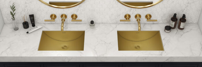 Ariaso  Ruvati 16" x 11" Brushed Gold Rectangular Bathroom Sink Undermount – Model# RVH6107GG