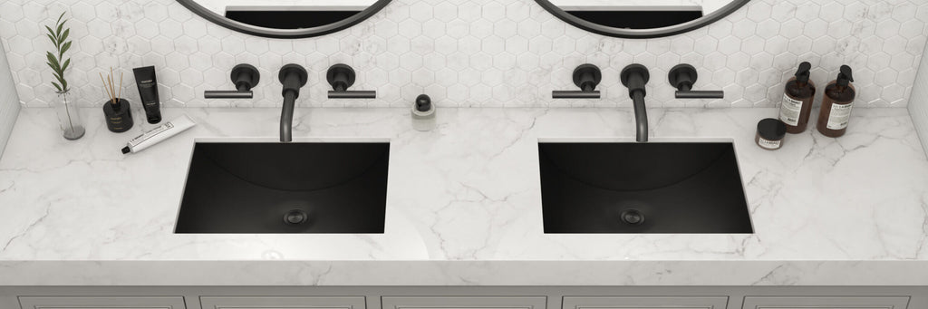 Ariaso  Ruvati 18" x 12" Gunmetal Black Stainless Steel Rectangular Bathroom Sink Undermount – Model# RVH6110BL