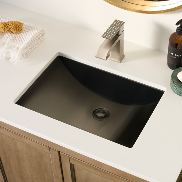 Ariaso  Ruvati 18" x 12" Gunmetal Black Stainless Steel Rectangular Bathroom Sink Undermount – Model# RVH6110BL