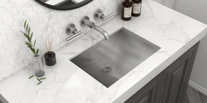 Ariaso Ruvati 34" x 14"Brushed Stainless Steel Rectangular Bathroom Sink Undermount – Model# RVH6134ST