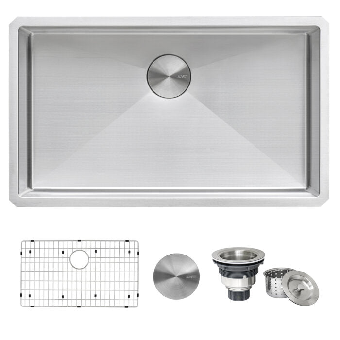 Gravena Ruvati 33" Undermount 16 Gauge Rounded Corners Large Kitchen Sink Stainless Steel Single Bowl – Model # RVH7433