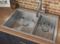 Tirana Model: RVH8050 Ruvati 33 x 22 inch Drop-in 60/40 Double Bowl 16 Gauge Zero Radius Topmount Stainless Steel Kitchen Sink – RVH8050