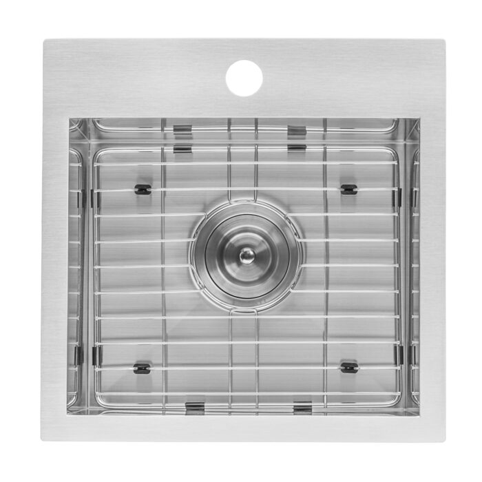 Tirana Model: RVH8115 Ruvati 15 x 15 inch Drop-in Topmount Bar Prep Sink 16 Gauge Stainless Steel Single Bowl – RVH8115