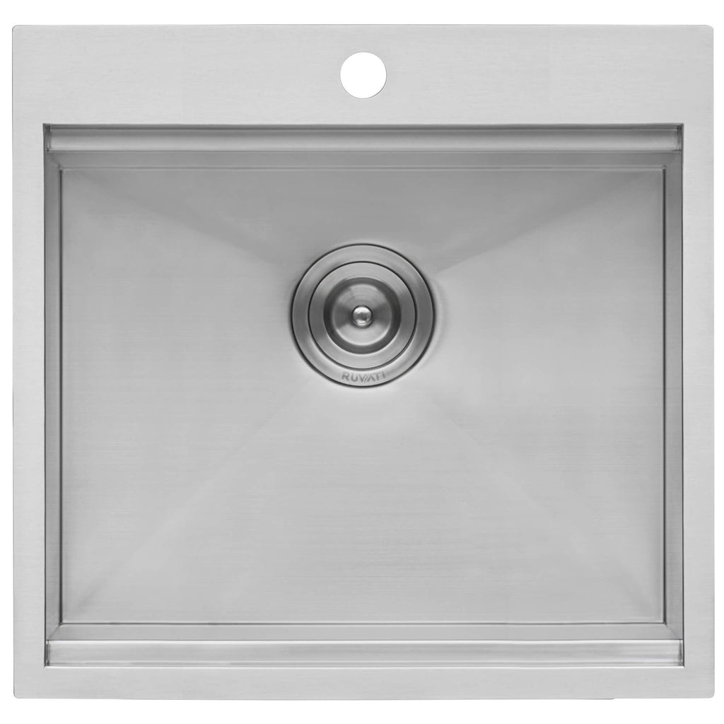 Vino Ruvati 21" x 20" RV Workstation Drop-in Topmount Bar Prep Kitchen Sink 16 Gauge Stainless Steel – Model # RVH8221