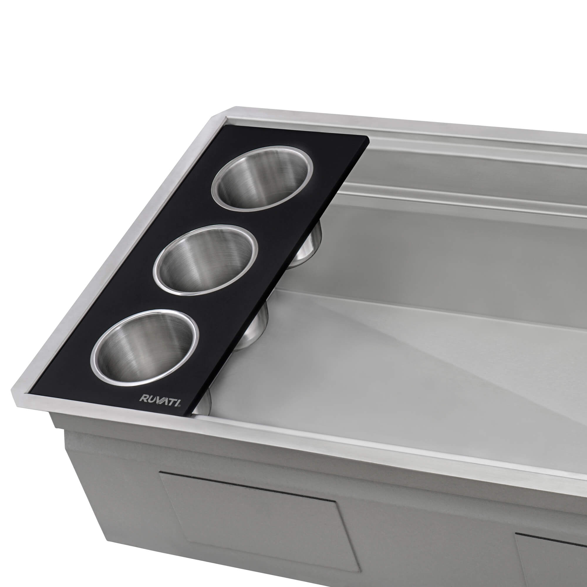 Dual-Tier Nova Ruvati 33-inch Workstation Two-Tiered Ledge Kitchen Sink Undermount 16 Gauge Stainless Steel – Model# RVH8224