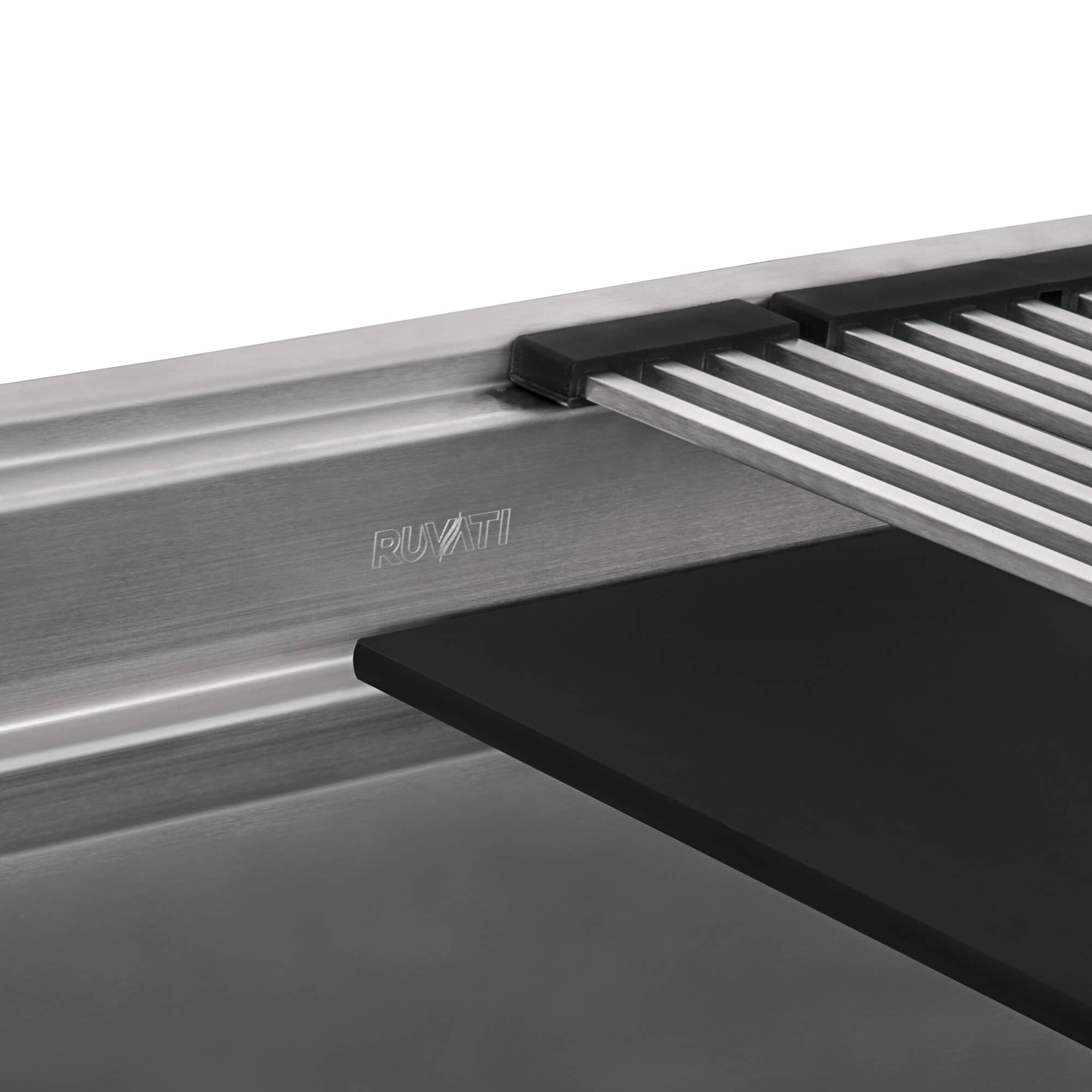 Dual-Tier Nova Ruvati 33-inch Workstation Two-Tiered Ledge Kitchen Sink Undermount 16 Gauge Stainless Steel – Model# RVH8224