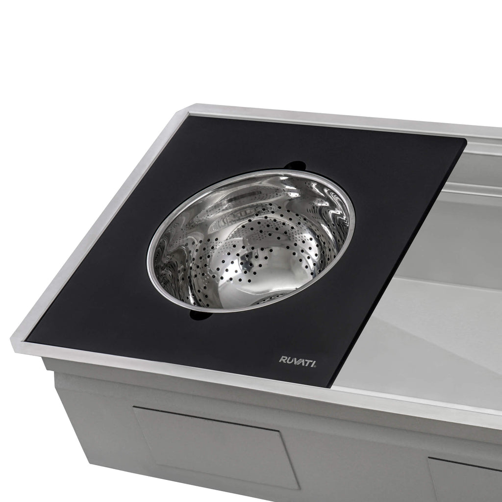 Dual-Tier Nova Ruvati 33-inch Workstation Two-Tiered Ledge Kitchen Sink Undermount 16 Gauge Stainless Steel – Model# RVH8224