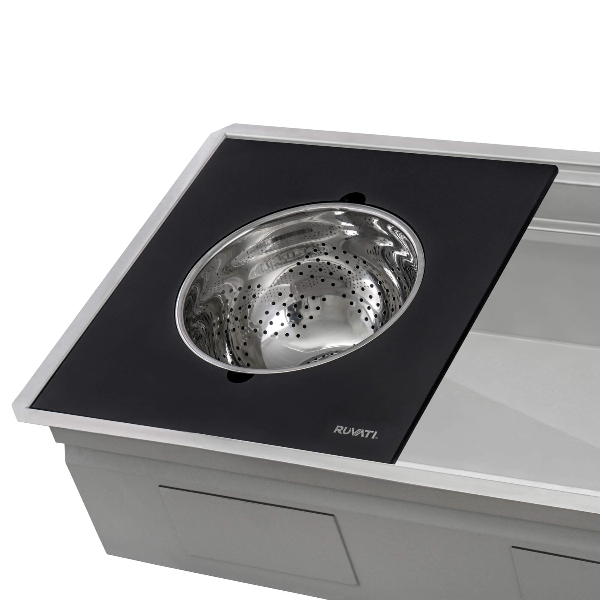 Dual-Tier Nova Ruvati 33-inch Workstation Two-Tiered Ledge Kitchen Sink Undermount 16 Gauge Stainless Steel – Model# RVH8224